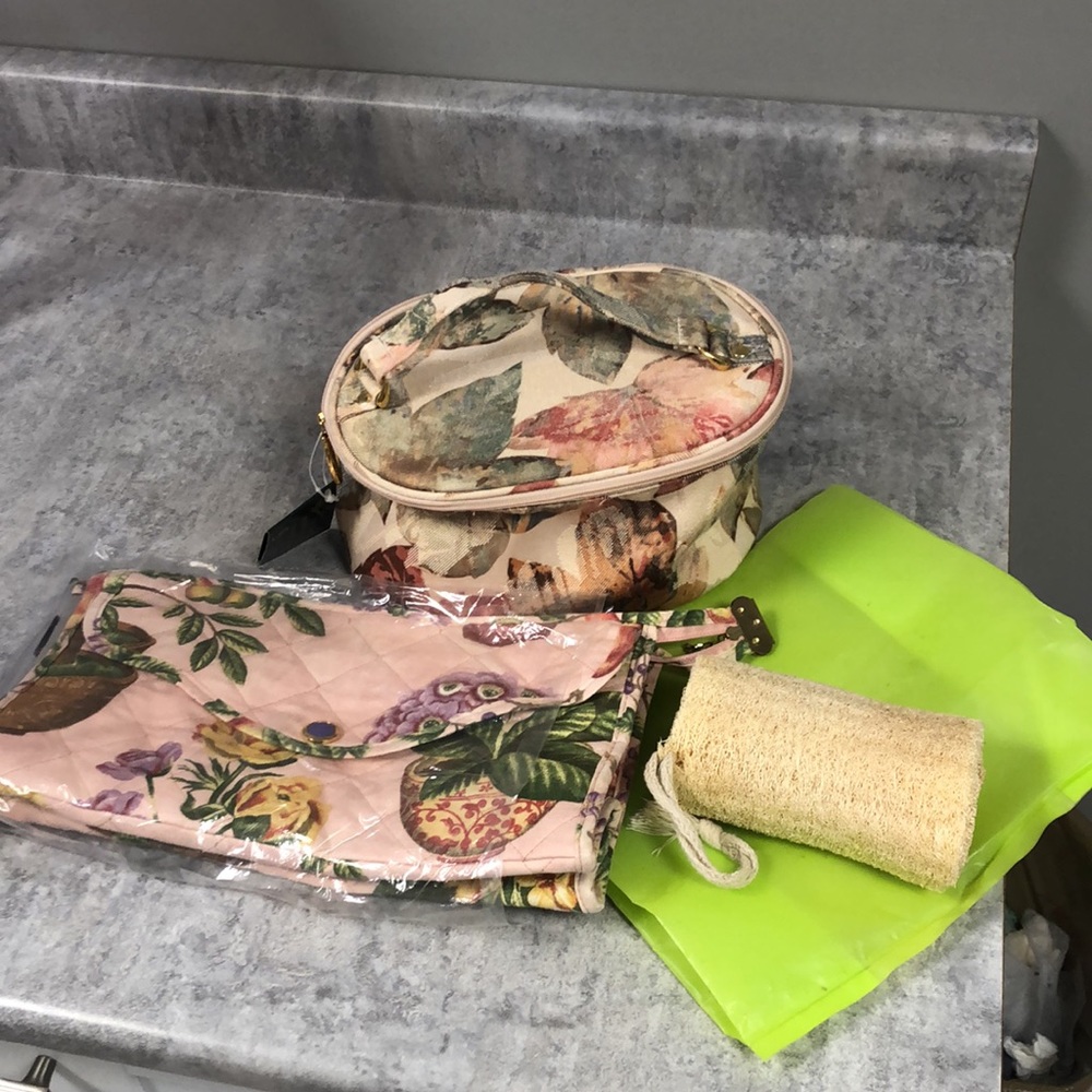 Maggyb Soft lrg PLUS danielle cosmetic travel bag PLUS ocean reef body scrubber